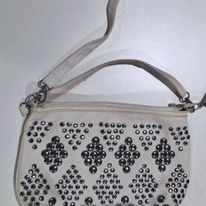 Vintage White Leather Studded Purse